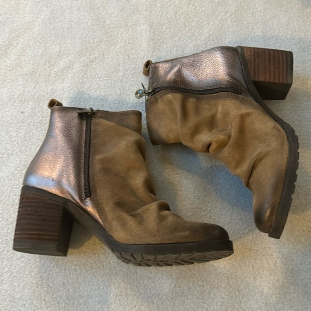 WANDA‎ PANDA EDITA lug sole side zip leather metallic  bootie Made in Spain - Picture 13 of 13